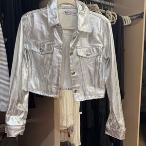 Perfect condition Zara metallic cropped jacket
